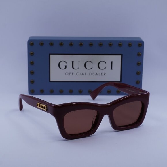 Gucci GG1773SA 002 Cat Eye Sunglasses - Burgundy/Brown - Picture 1 of 12